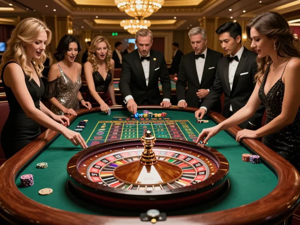 Experience thrilling roulette action at tg88 casino, players engaged in strategic bets.