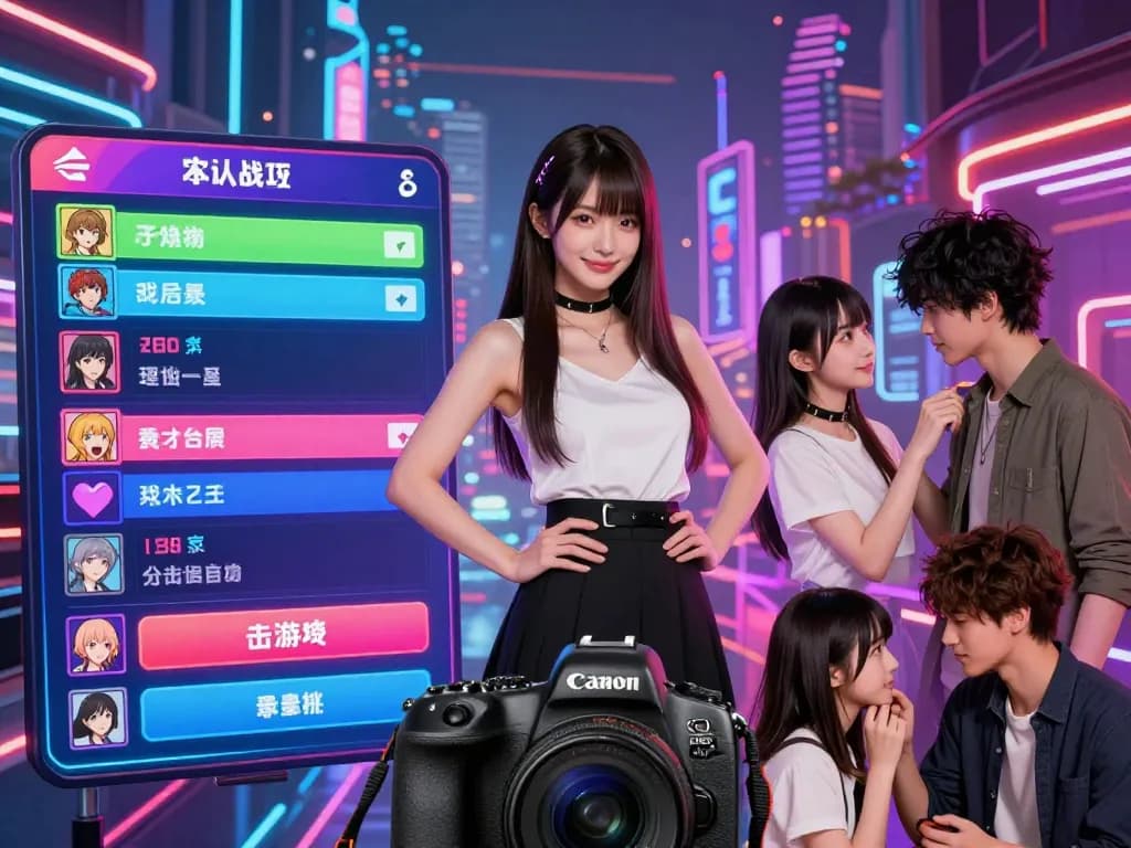 Engaging scene from game porn showcasing diverse characters in a vibrant adult visual novel setting.