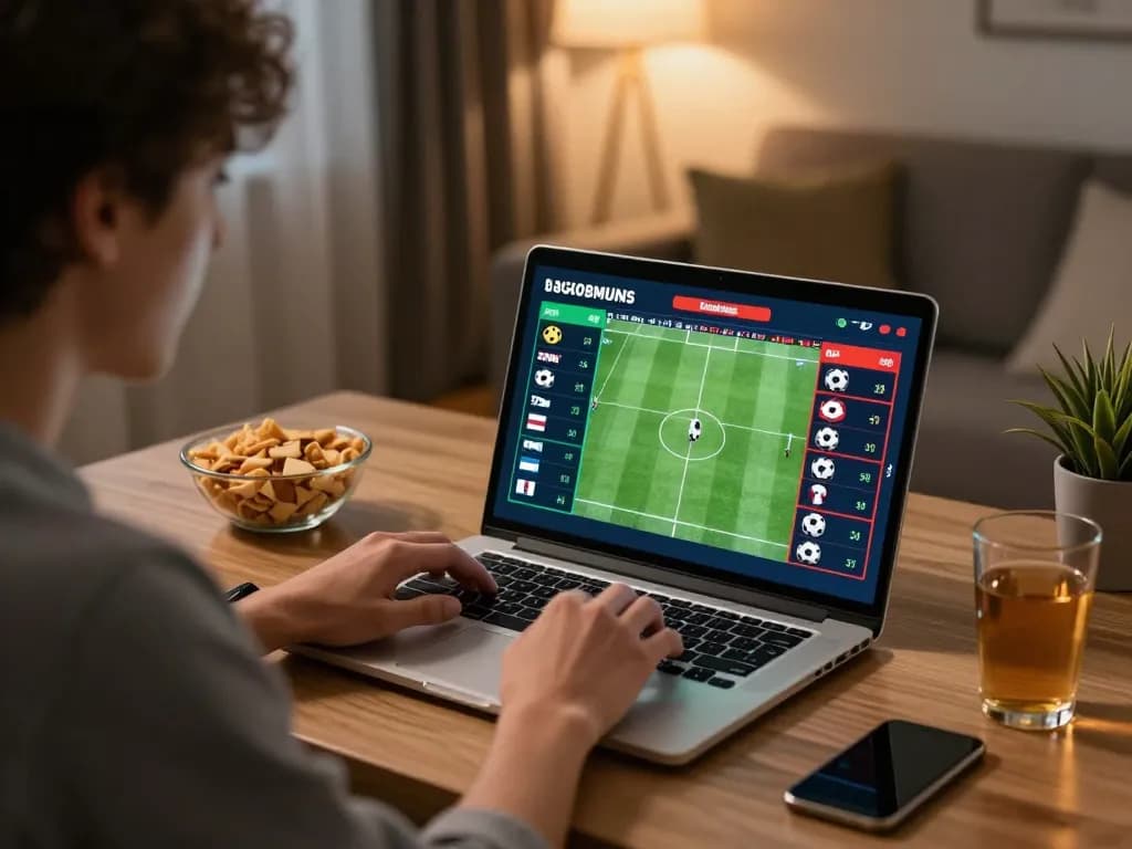 xem bóng đá trực tuyến with excited fans placing live bets on football matches in a cozy home environment