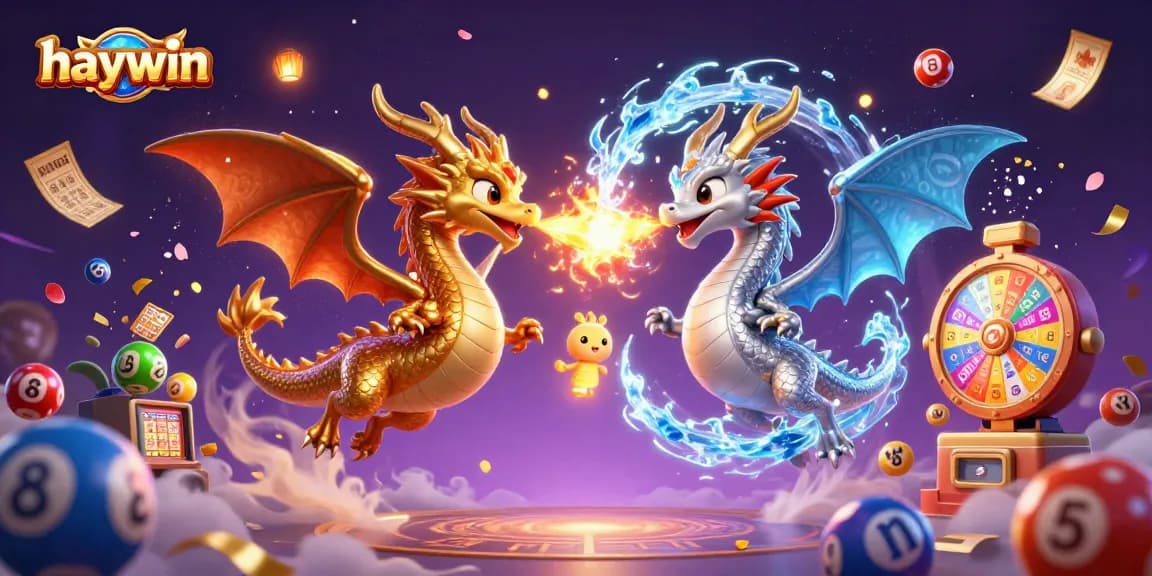Engage with haywin's thrilling lottery experience amidst magical dragons and vibrant gaming elements.
