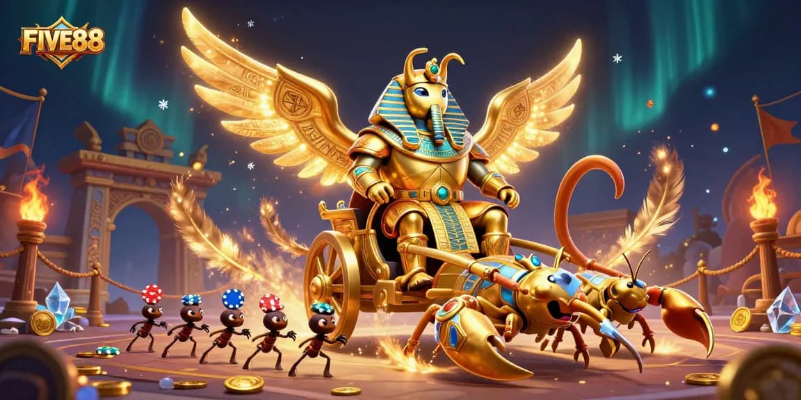 Experience the thrill of gambling with FIVE88, featuring vibrant characters and engaging casino elements.