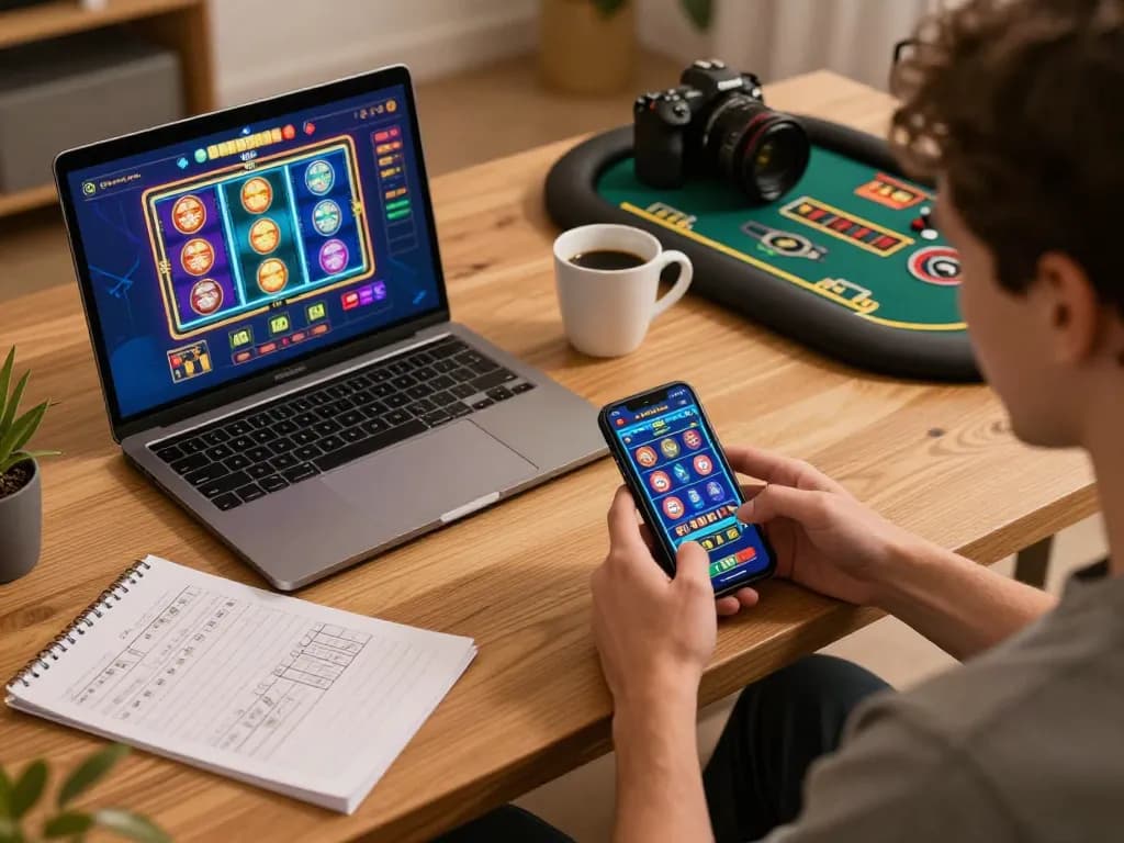 Engaging online casino experience with jun88 displayed on laptop and smartphone screens.