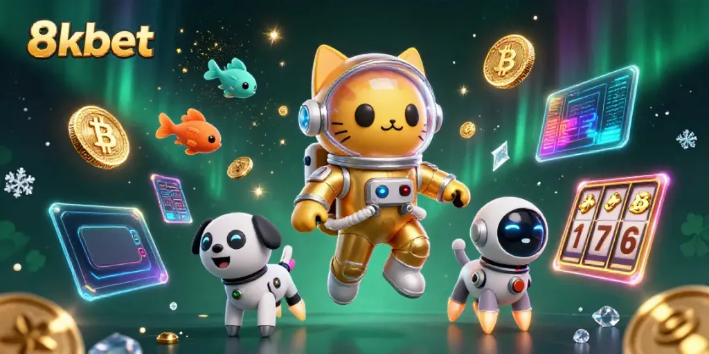 Experience thrilling gameplay at 8xbet with colorful slot machines and engaging characters in a dynamic casino scene.