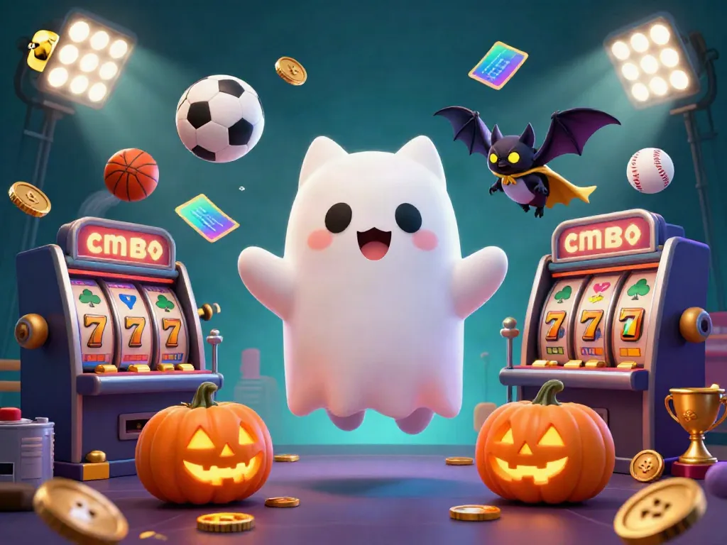 Engage in thrilling gameplay at cm88 casino with a ghost cat, vampire bat, and slot machines.