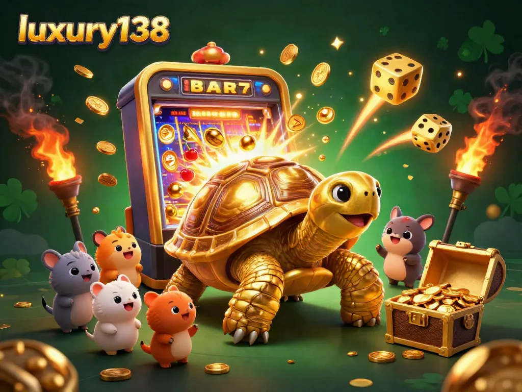Experience the excitement of luxury138 with a vibrant jackpot explosion and golden elements.