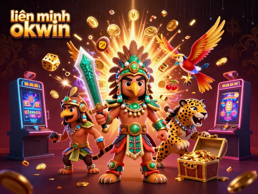 Experience thrilling jackpots with the liên minh okwin illustrated scene showcasing vibrant casino elements!