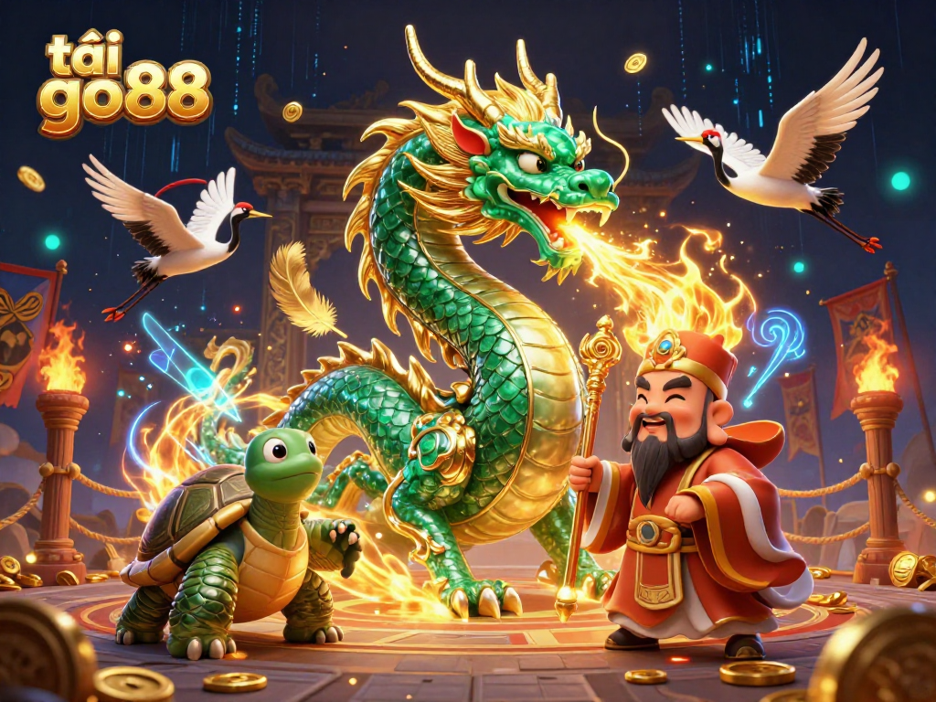 Experience excitement and win big with tải go88's vibrant fantasy casino illustration.