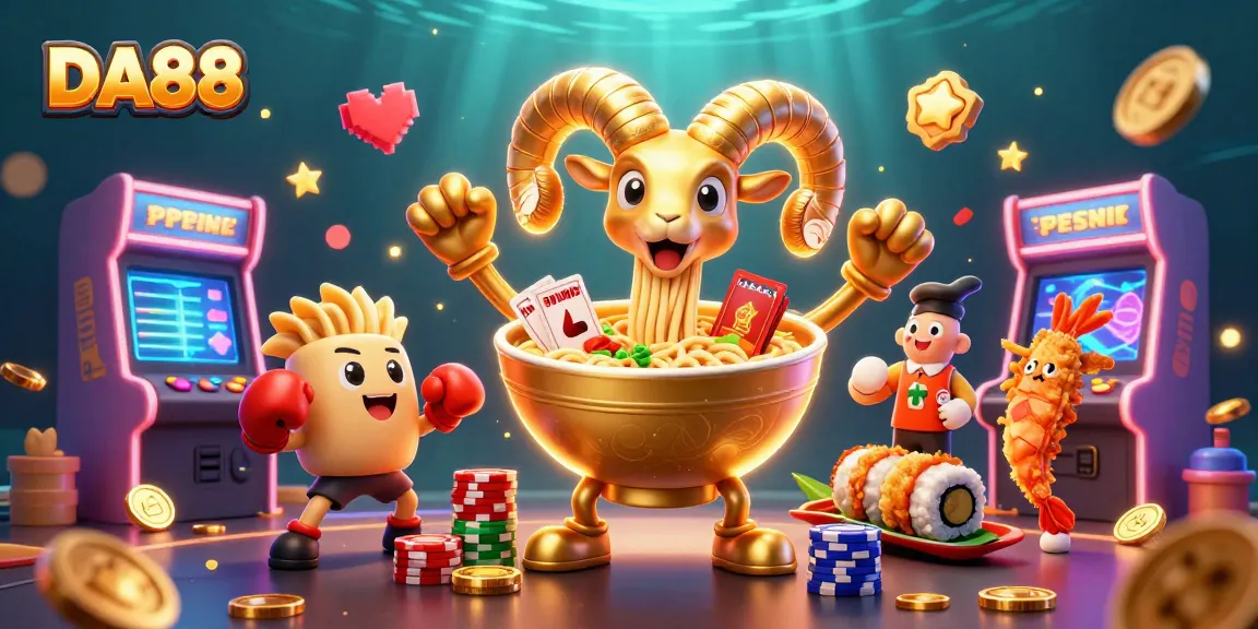Engage with DA88 as colorful characters explore exciting casino games and vibrant gaming elements.