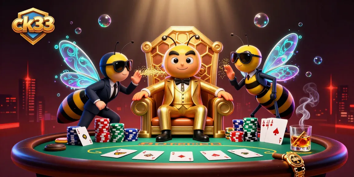 Experience ck33's thrilling poker action with a cartoon mob boss and his crew in a buzzing casino scene.