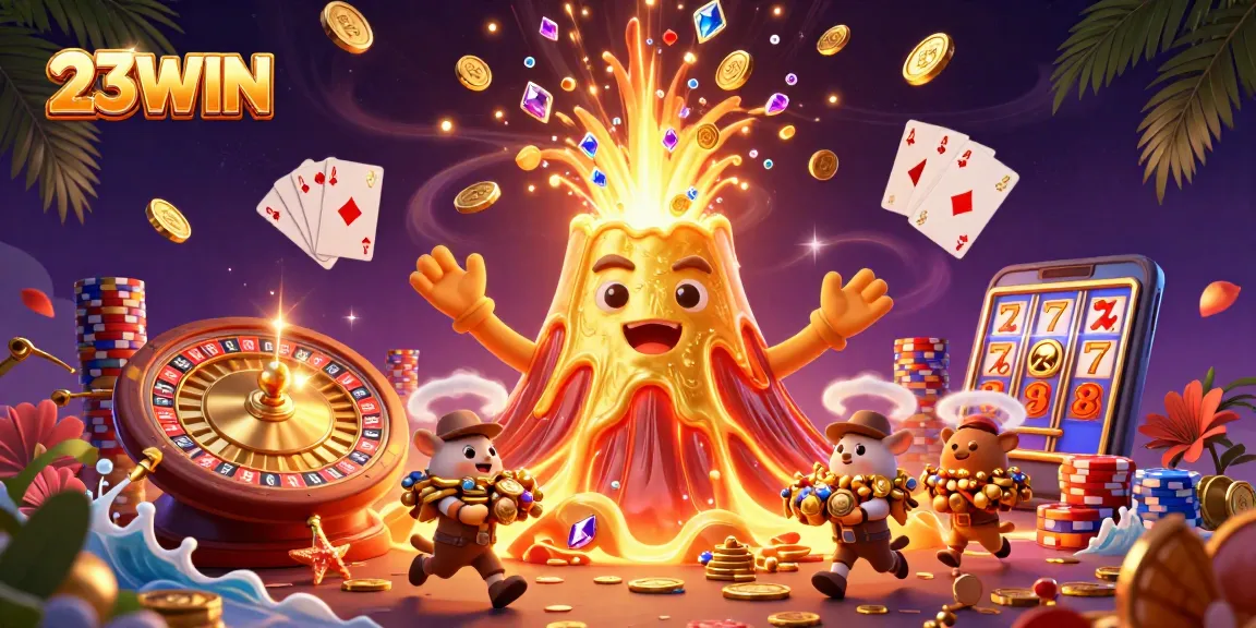 Engage with 23WIN and experience thrilling treasure through a lively 3D casino illustration.