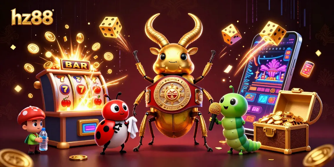 Experience thrilling action at hz88 with a vibrant 3D scene featuring casino game elements and characters.