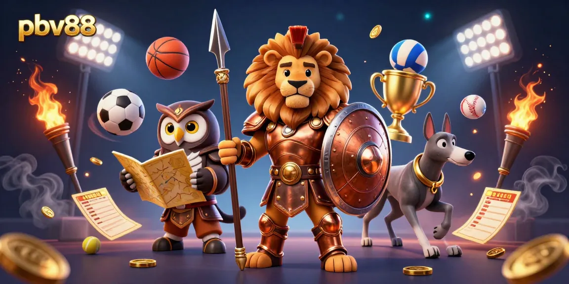 Experience a thrilling moment with pbv88 in a vibrant casino-themed illustration showcasing dynamic sports betting elements.