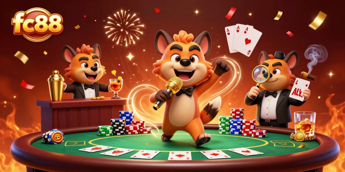 Experience the excitement at fc88 with animated hyenas enjoying casino fun!