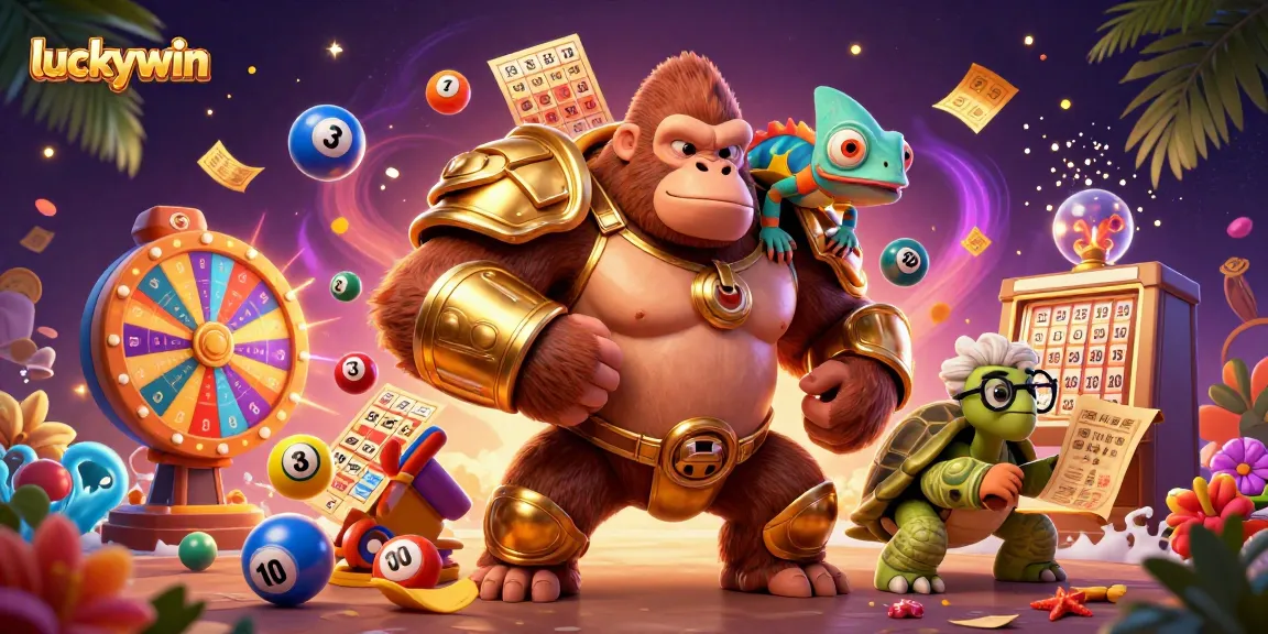 Join the luckywin adventure with unique gaming elements and vibrant characters showcasing excitement and winning potential.