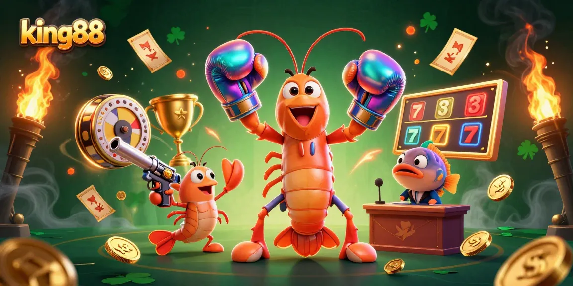 Engage in thrilling gameplay with king88, featuring vibrant scenes of 3D cartoon sea creatures battling in an exciting casino atmosphere.