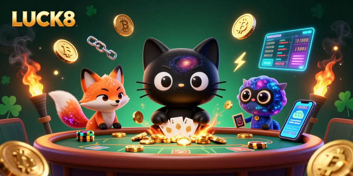 LUCK8 captures the excitement of a cosmic casino with rich gaming elements and vibrant characters.