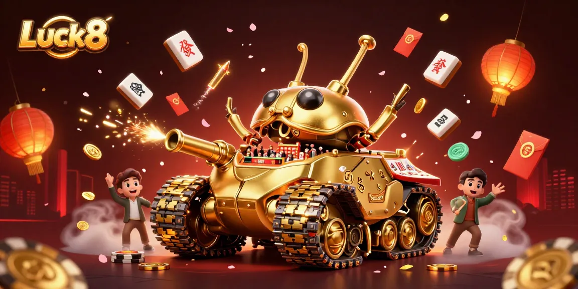 Engage luck8 enthusiasts with a vibrant casino-themed illustration filled with excitement.