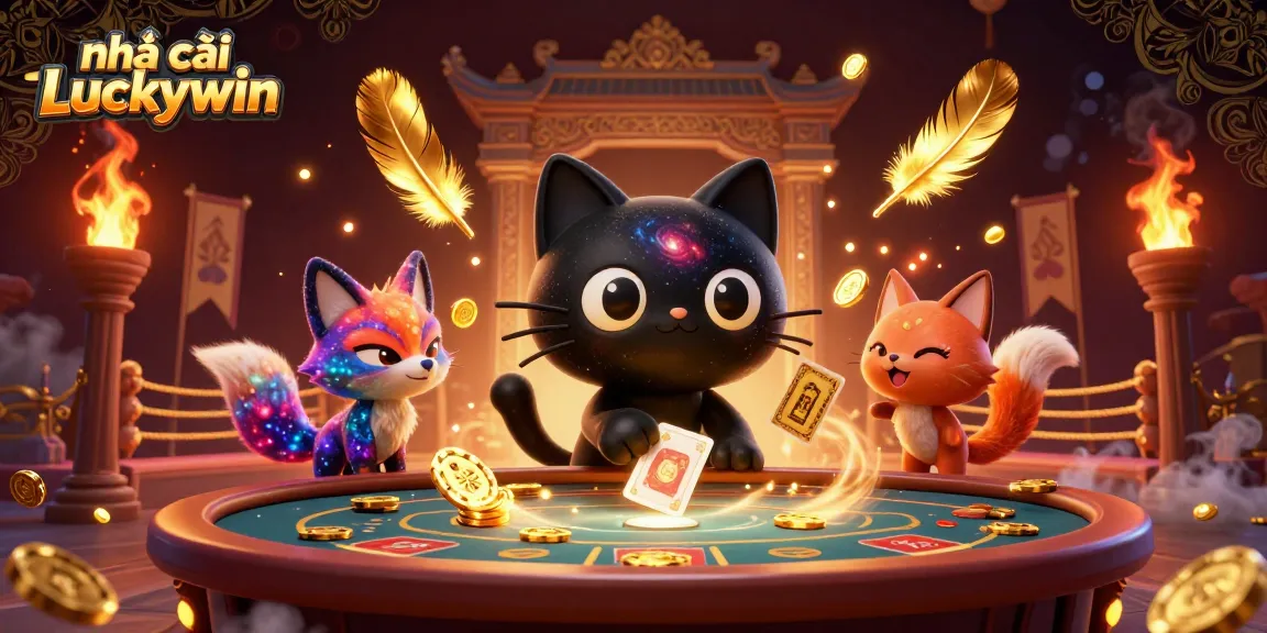 Engage in thrilling games at nhà cái Luckywin, showcasing a vibrant cosmic casino scene.