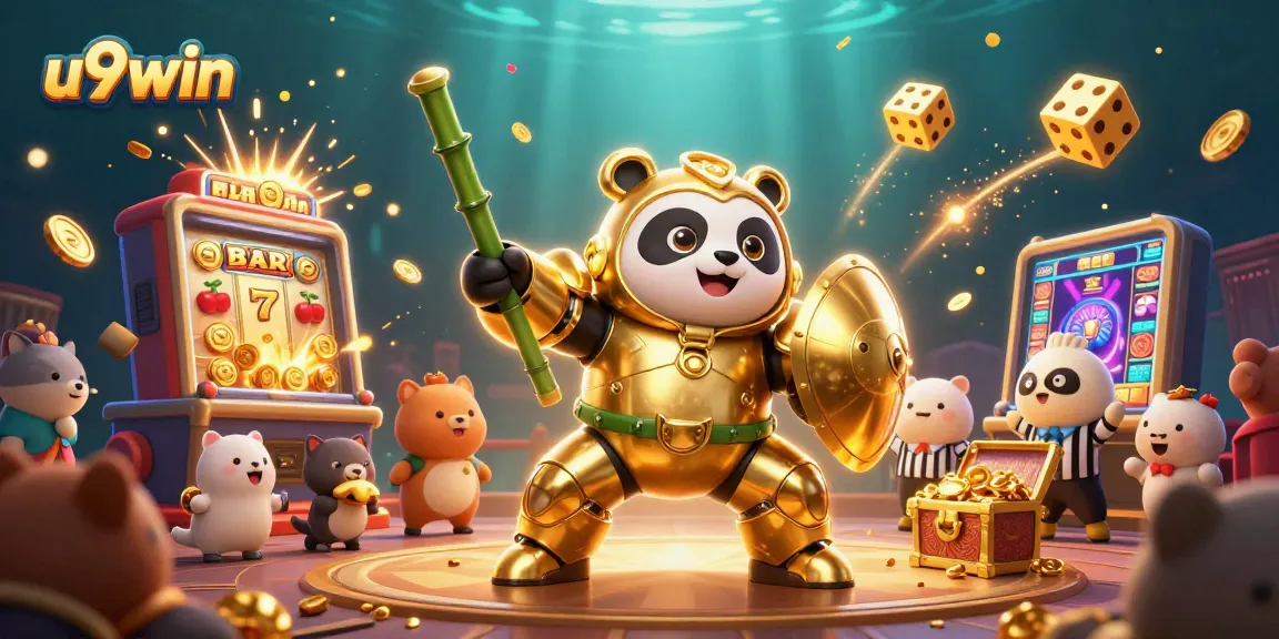 Engage with u9win's vibrant casino scene featuring excitement and winning moments amidst a colorful slot machine