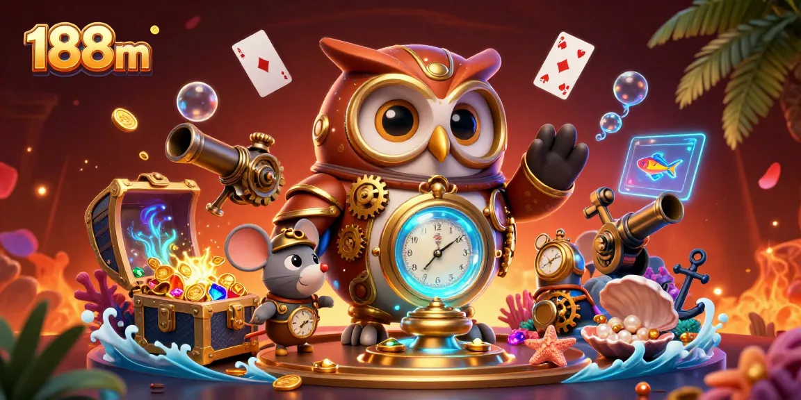 Experience the excitement of winning at 188m with vibrant casino elements and playful characters.