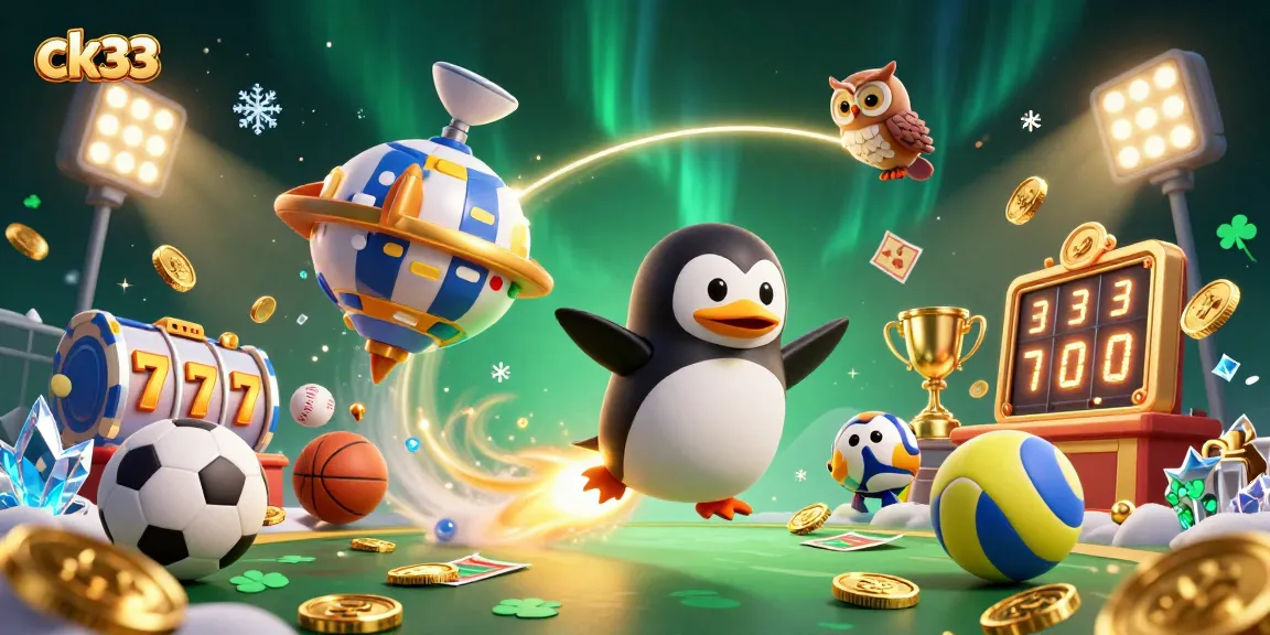 Experience thrilling gameplay at ck33 with a golden penguin and exciting casino elements in a vibrant casino space.